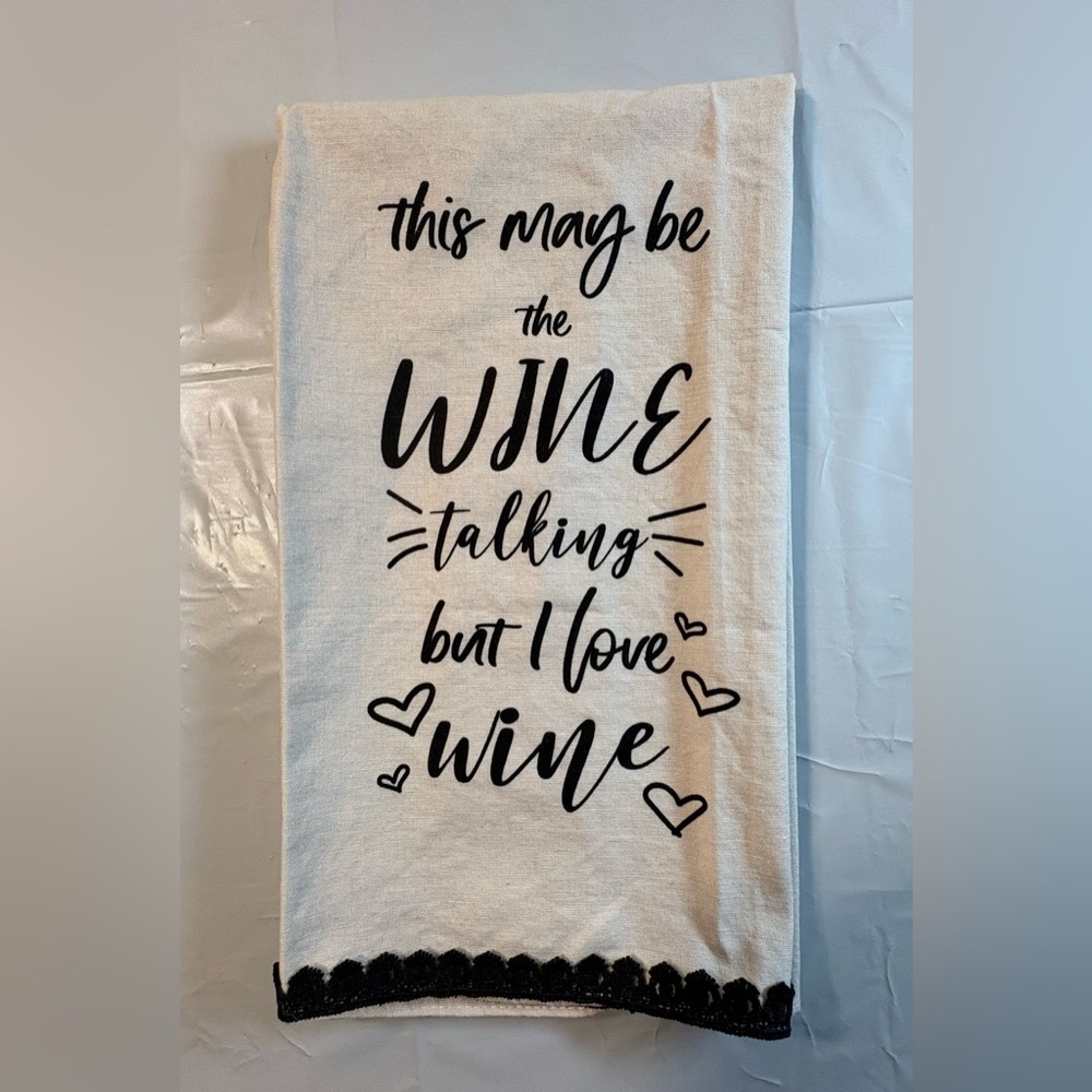 NWOT Kitchen Towel: Primitives by Kathy I Love Wine